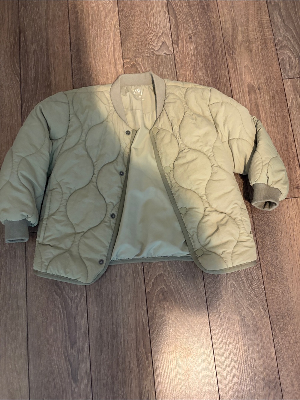 Zara Quilted Sage Green Bomber Jacket for Kids